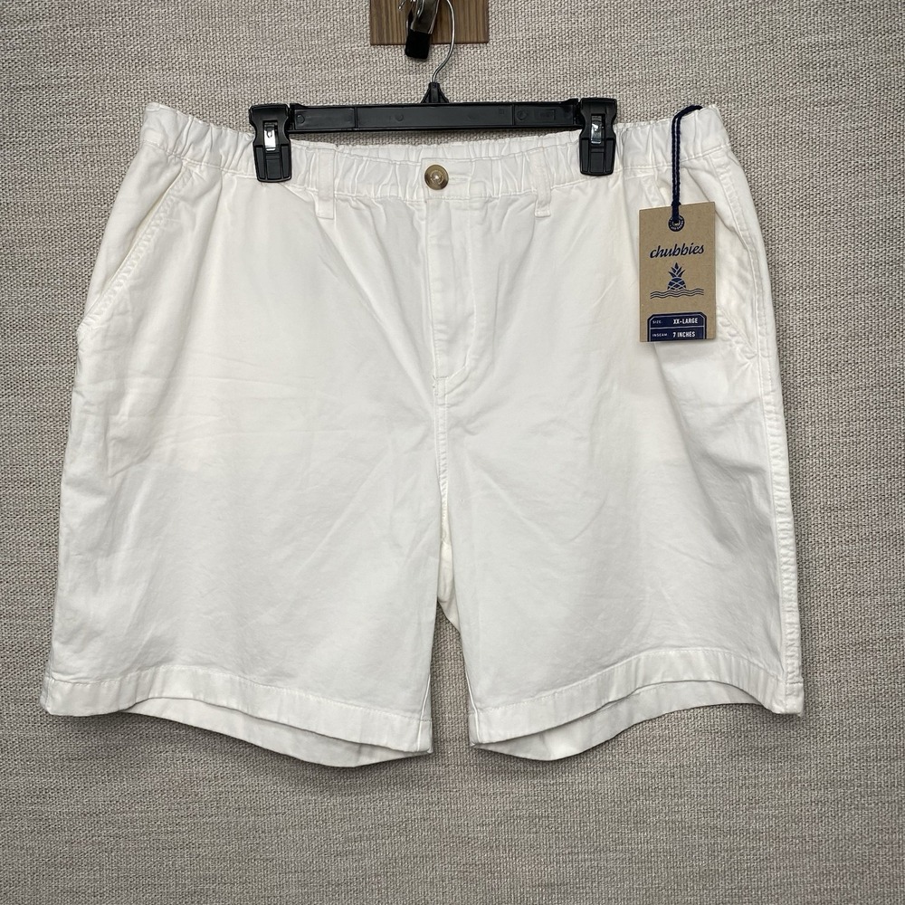 NEW Chubbies Vannas Shorts 2XL 7" Inseam Stretch Twill White